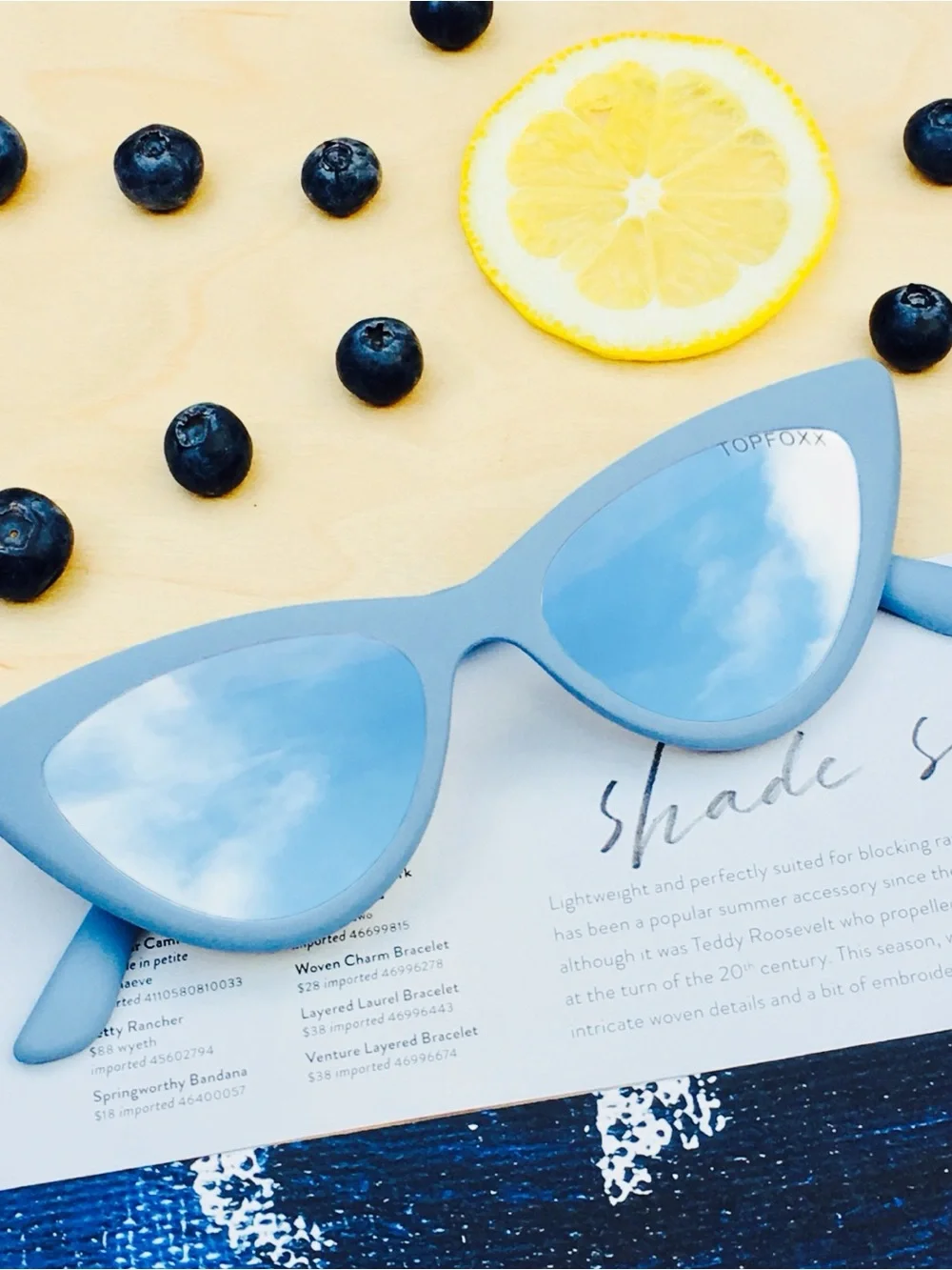 Topfoxx ❉ Mirror Lens Cat Eye Sunglasses in Silver Blue